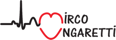 Logo dell'associazione Mirco Ungaretti, formato da un tracciato cardiaco da un cuore e dal nome dell'associazione